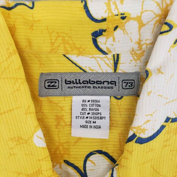 Vintage Billabong Seersucker Hawaiian Shirt Mens M Authentic Classics 90s Yellow - Picture 4 of 6